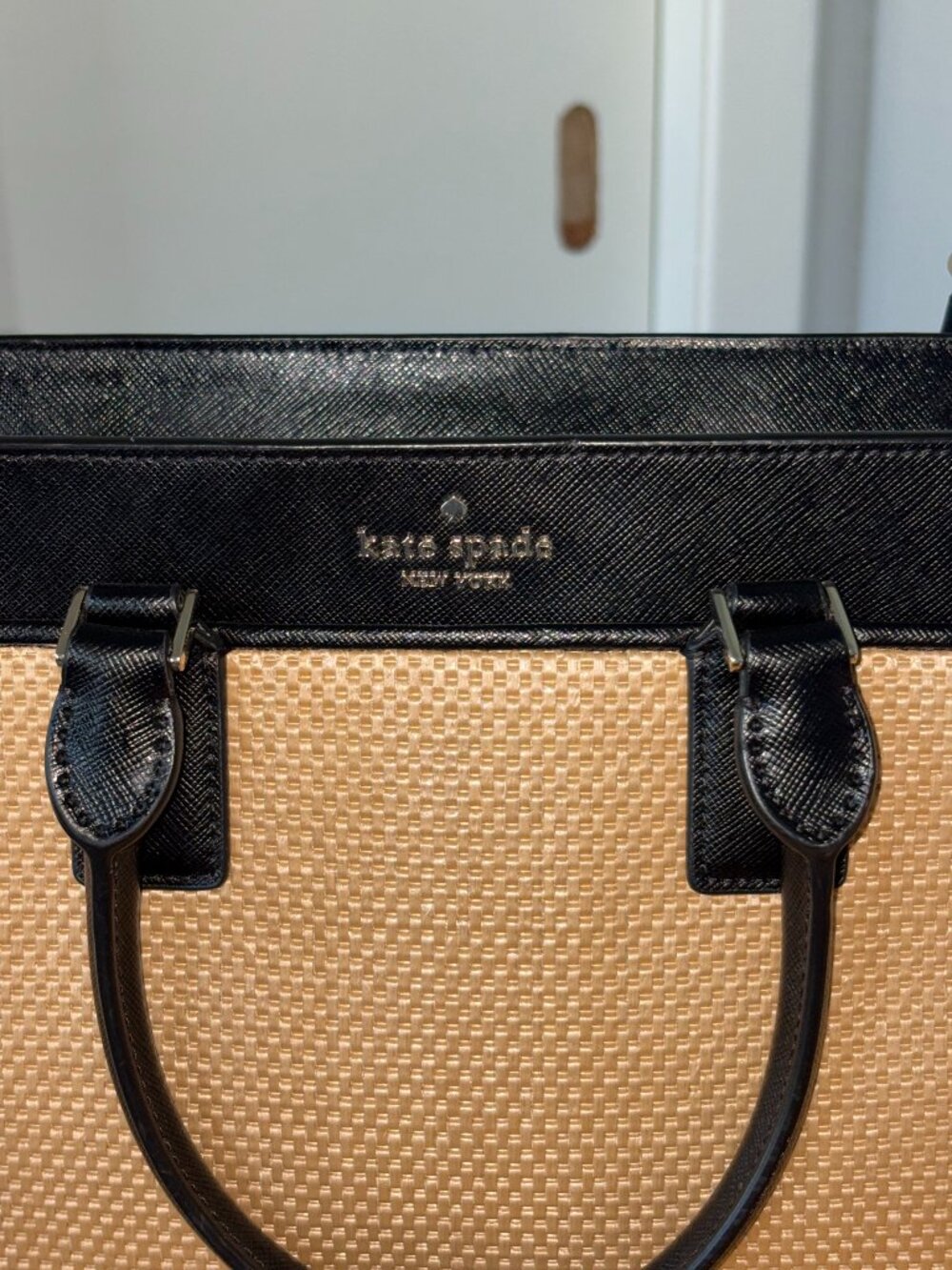 Kate Spade New York Cameron Straw Medium Satchel with Crossbody Strap